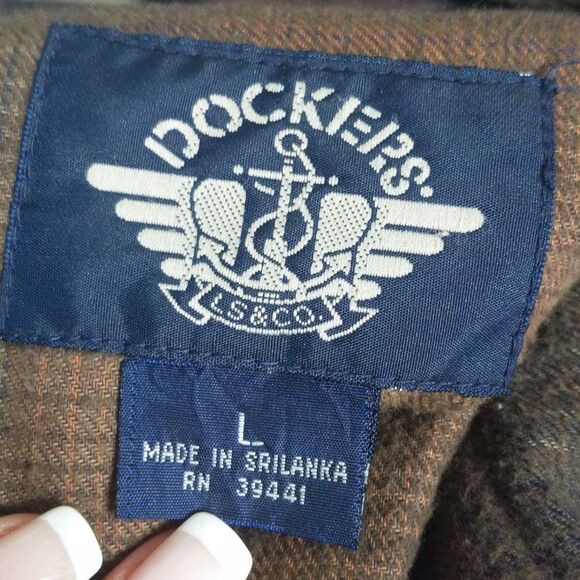 Dockers men's zip/snap heavy winter coat, tan w/ brown leather accents L - Picture 3 of 6